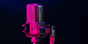 close up of microphone on stage