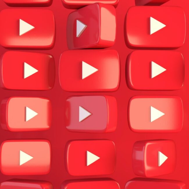 collage of youtube logos on red background