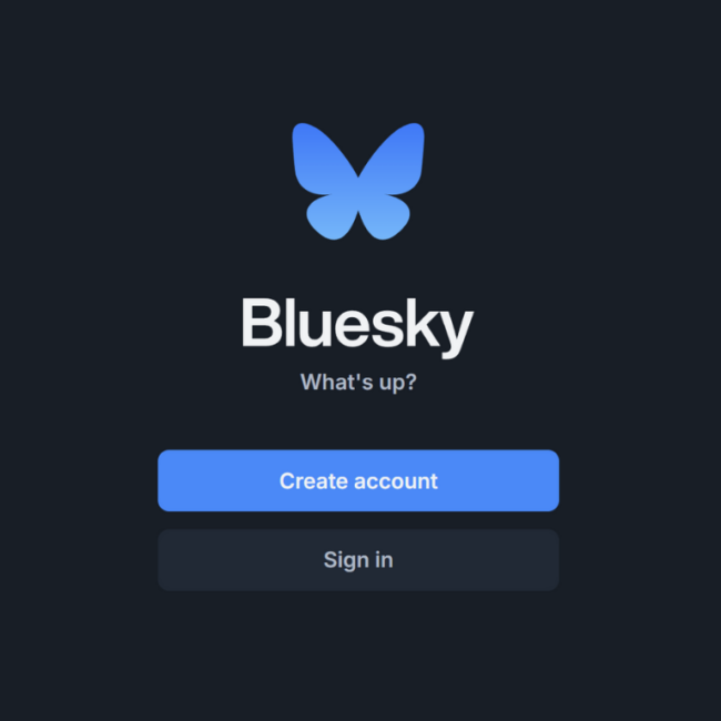 Bluesky login screen