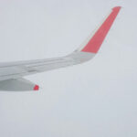 Plane wing in the air